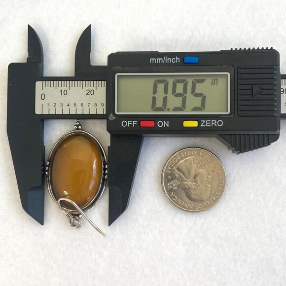 Sterling Silver 925 Large Bezel Set Oval Agate Quartz Dangle Drop Earrings - Picture 15 of 16